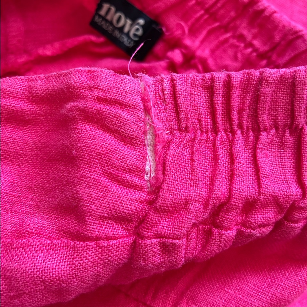 100% Linen Hot Pink Cropped Pants—Made in Italy - Picture 4 of 8